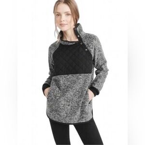 Abercrombie & Fitch Women’s Asymmetrical Fleece Pullover SZ XS Grey & Black